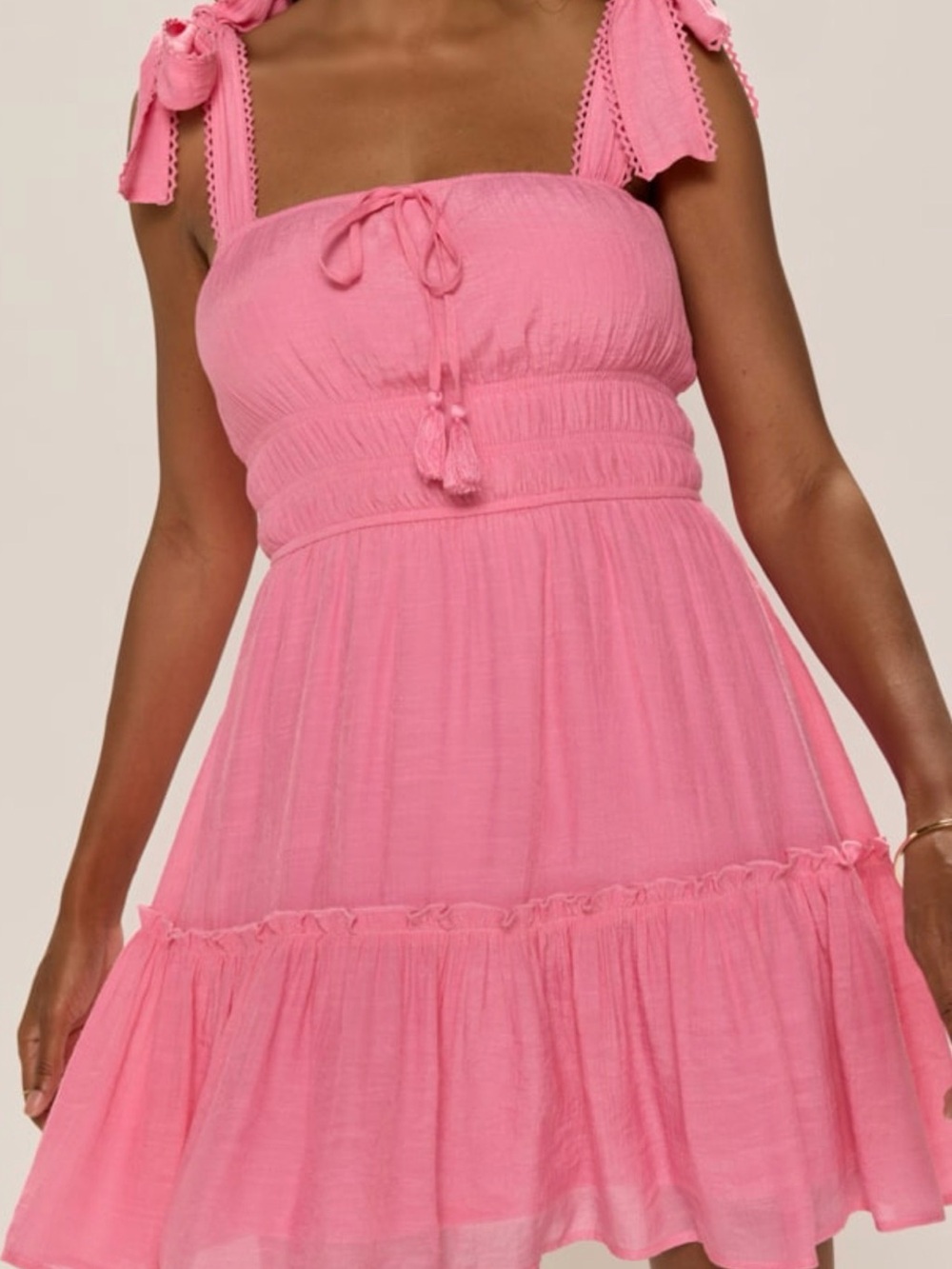 Francesca's Pink Ruffly Strap Dress - Medium